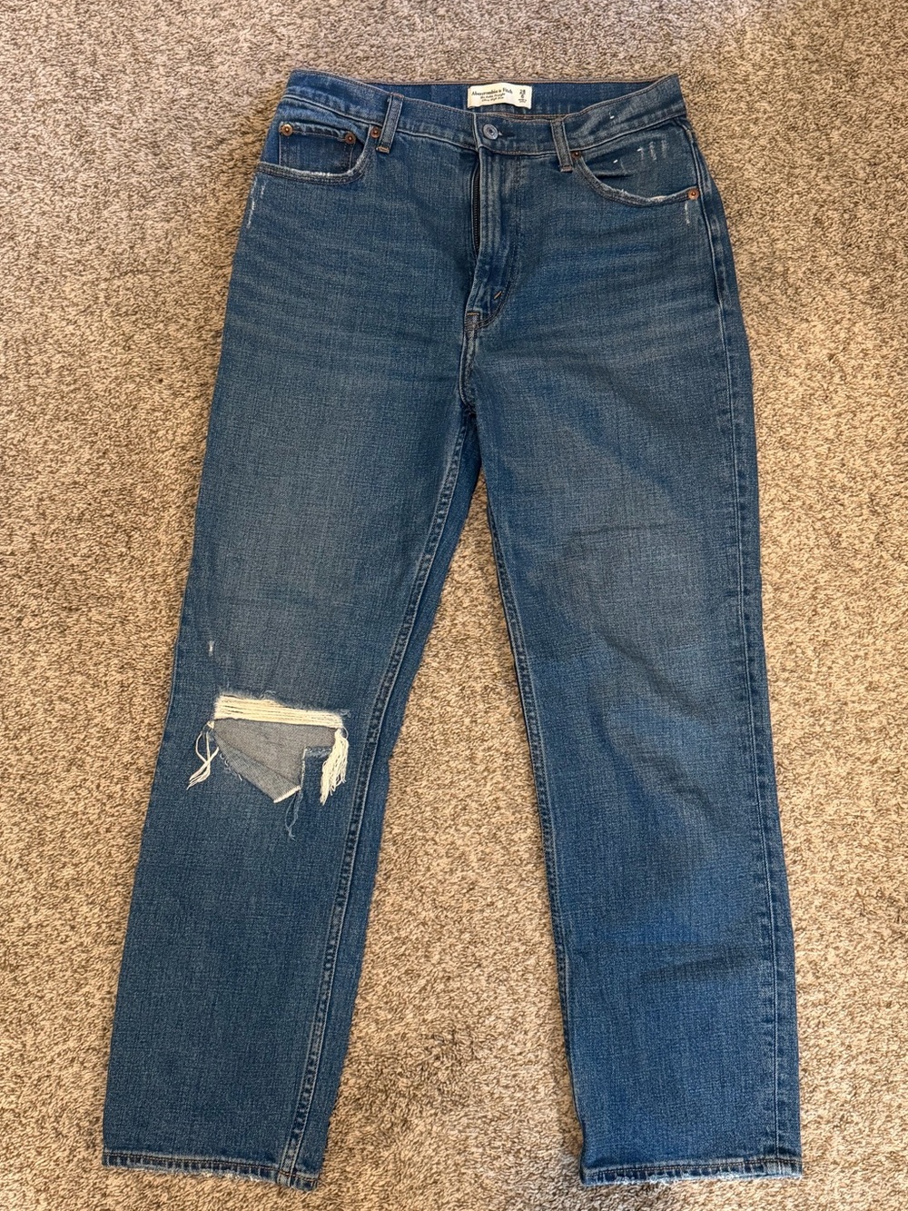 Abercrombie & Fitch Dark Blue Distressed Boyfriend Jeans